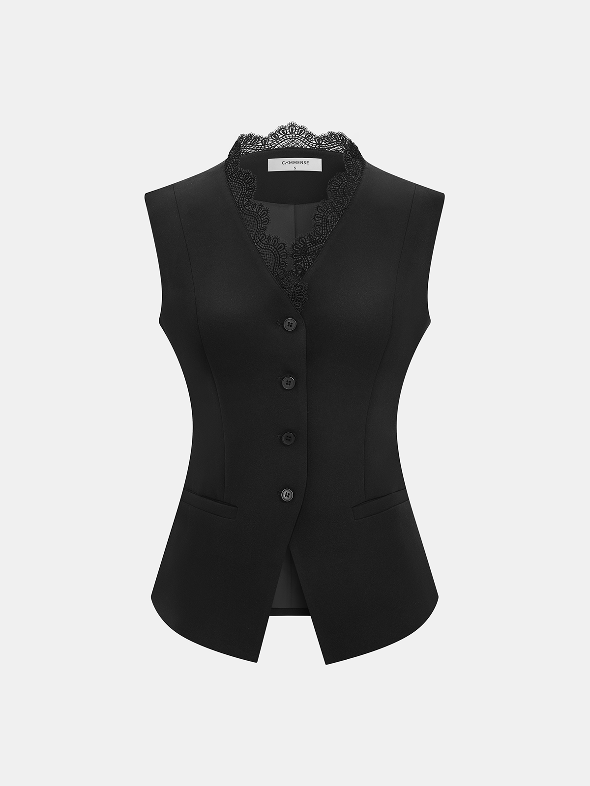 Lace Trim Sleeveless Vest-Chicvia