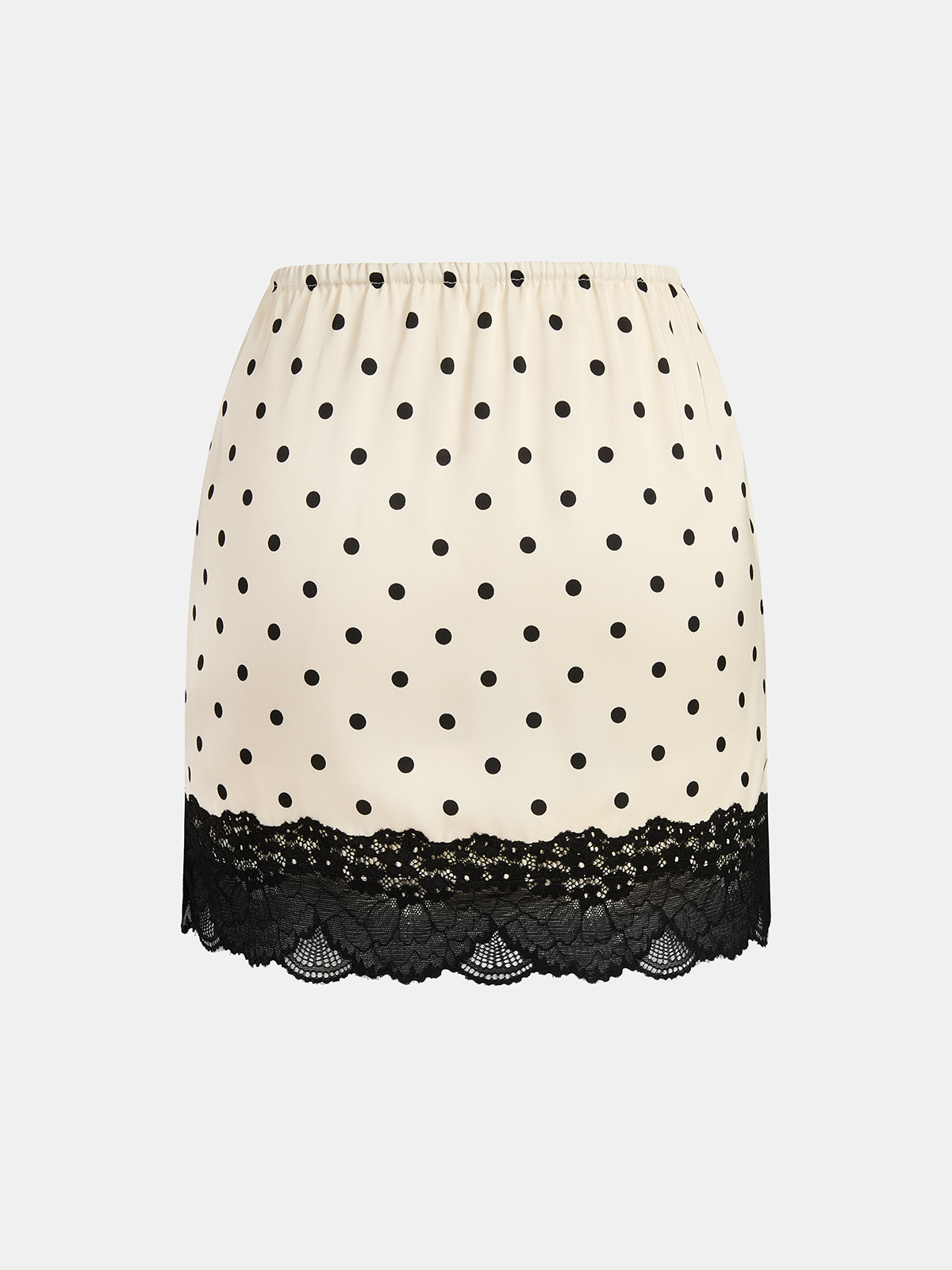 Polka Dot Lace-Trim Mini Skirt-Chicvia