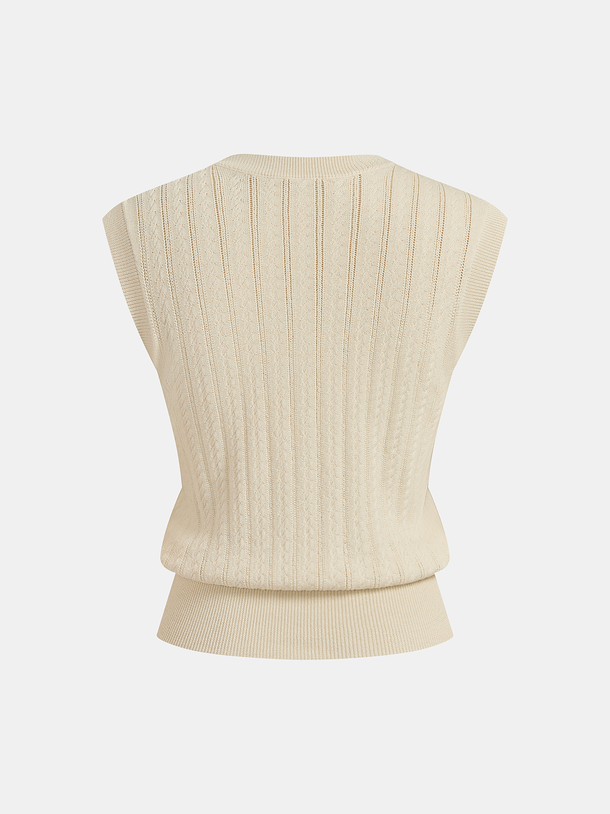 Cable Knit Sleeveless Henley Sweater Vest-Chicvia