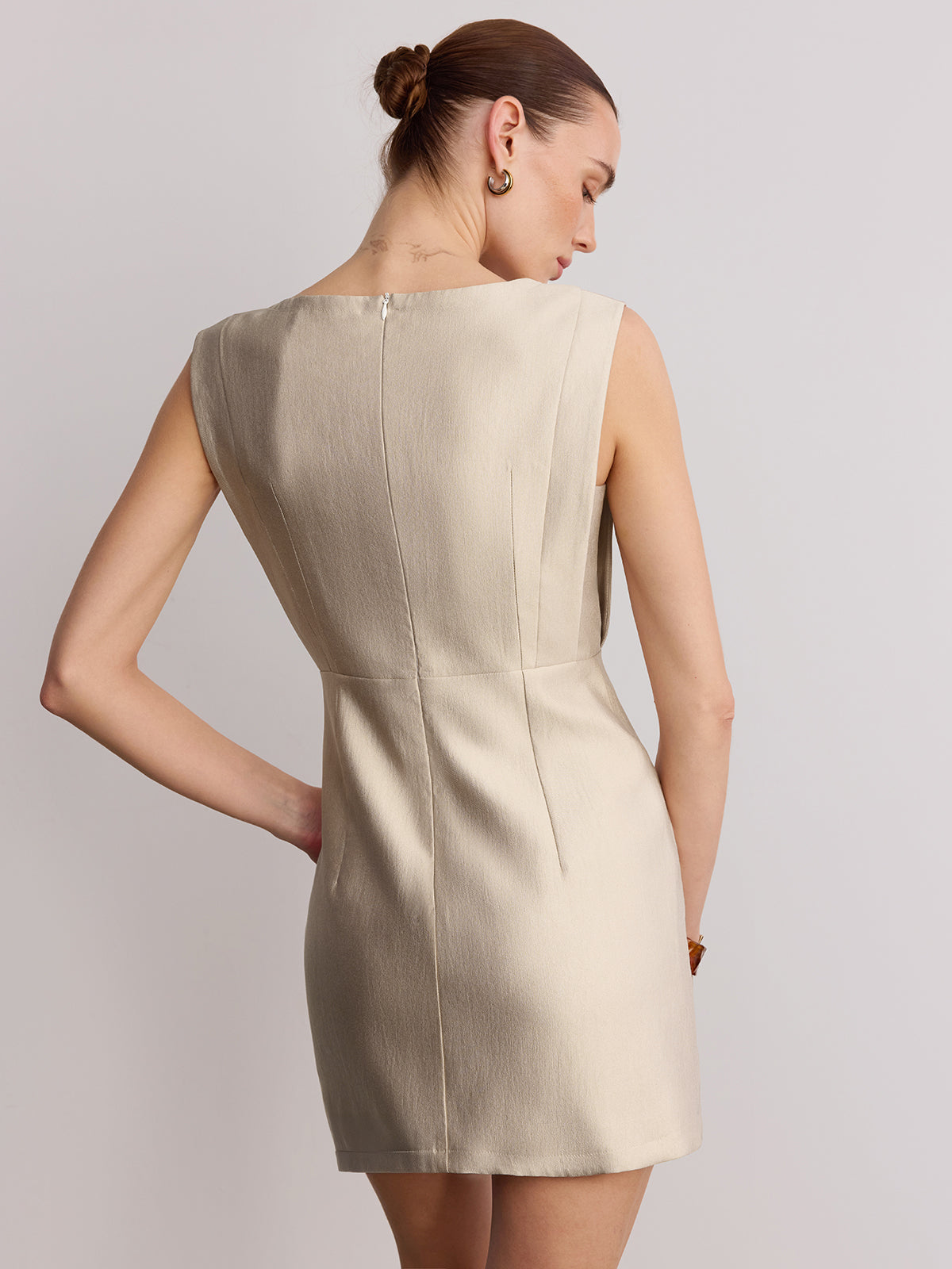 Metal Detail Sleeveless Mini Dress-Chicvia