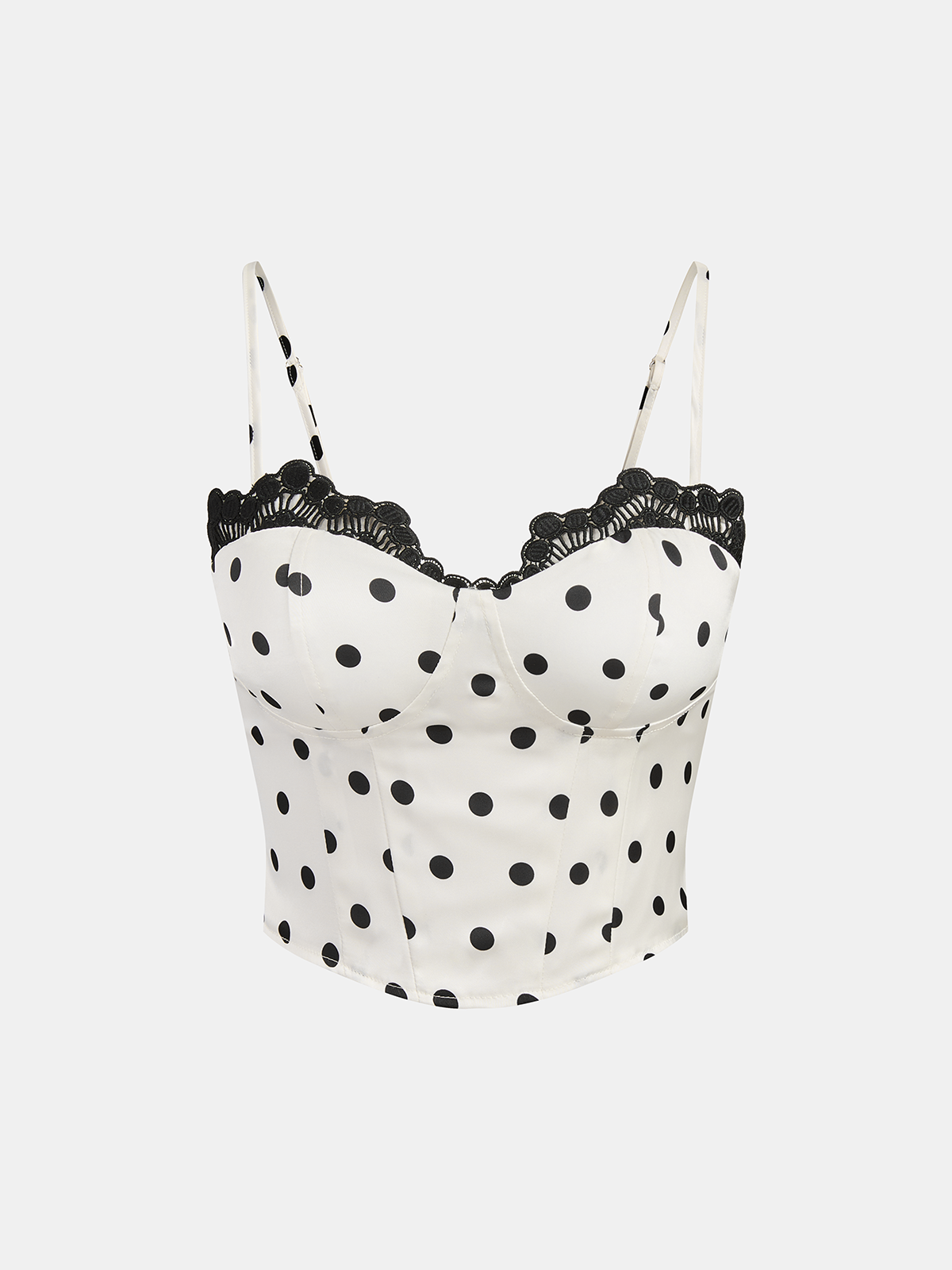 Polka Dot Lace Trim Cami Top & Skirt Sets-Chicvia