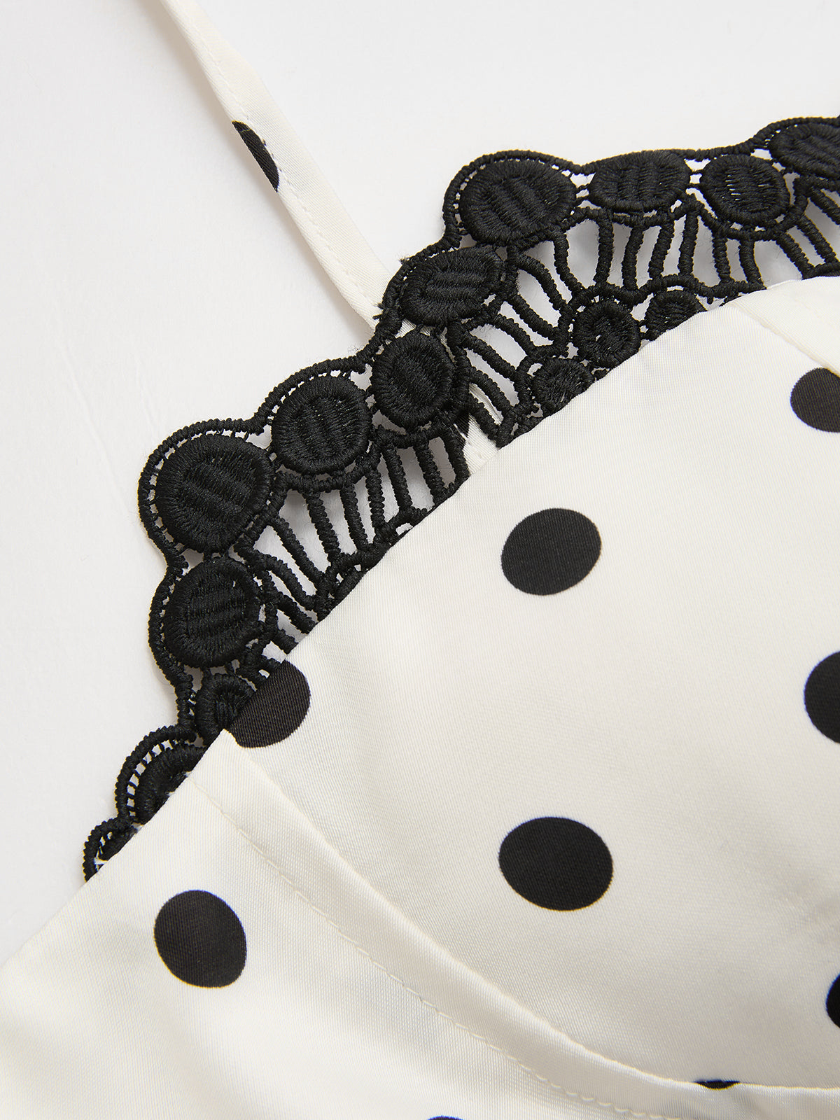 Polka Dot Lace Trim Cami Top & Skirt Sets-Chicvia