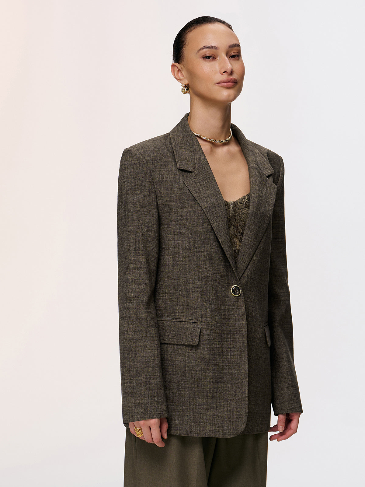 Lace Back Tie Detail Blazer-Chicvia