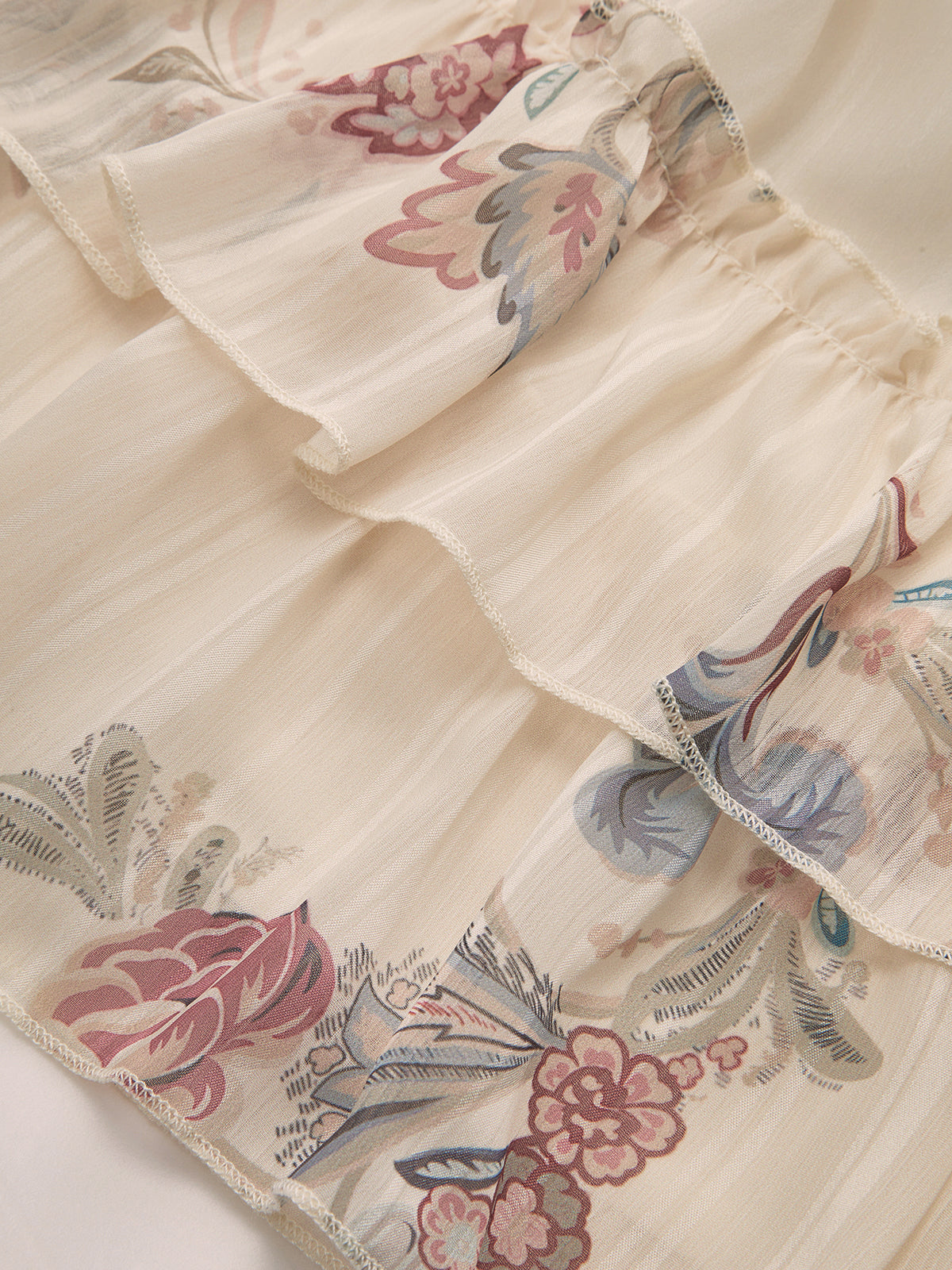 Layered Ruffled Floral Chiffon Mini Dress-Chicvia