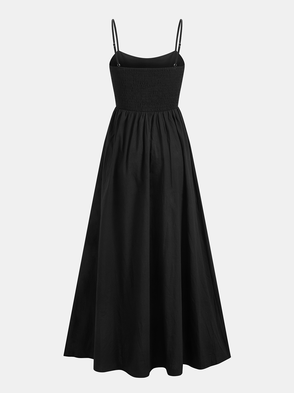 Cotton Sleeveless Pockets Cutout Long Dress-Chicvia