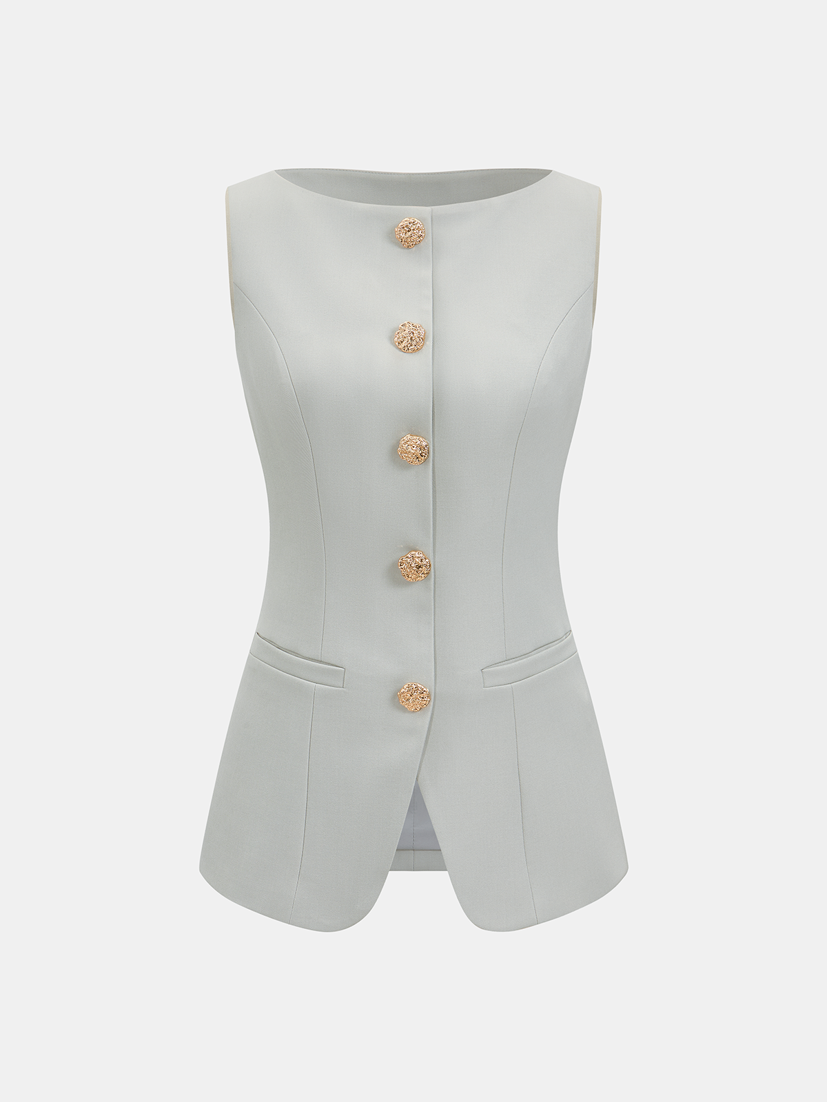 Metal Button Sleeveless Vest & Mini Skirt Set-Chicvia