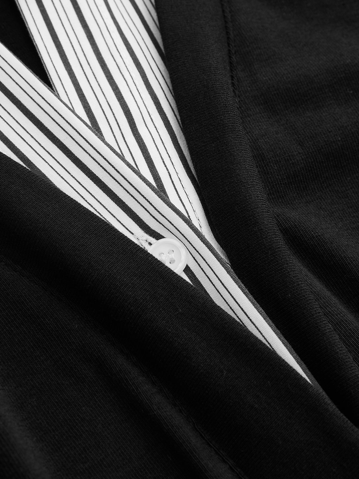 Mock Two-Piece Long-Sleeve Two Tone Polo Top-Chicvia