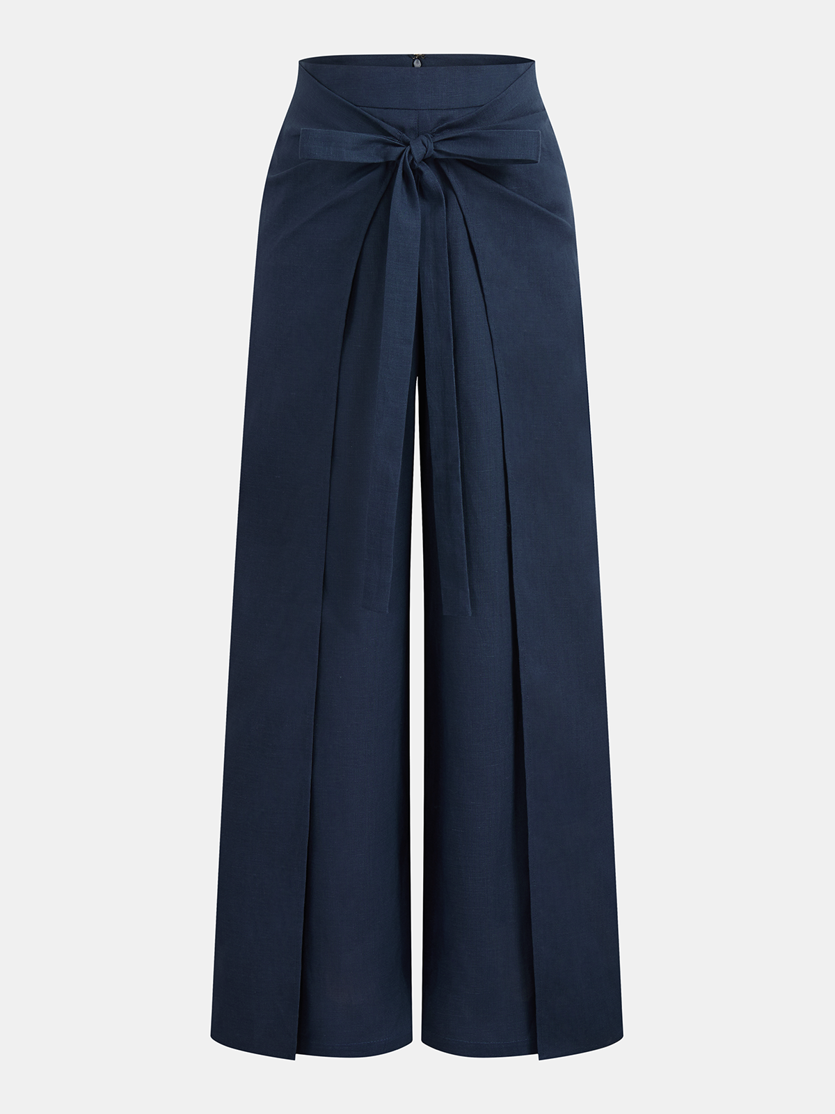 Mid-Waist Bow Wide-Leg Pants-Chicvia