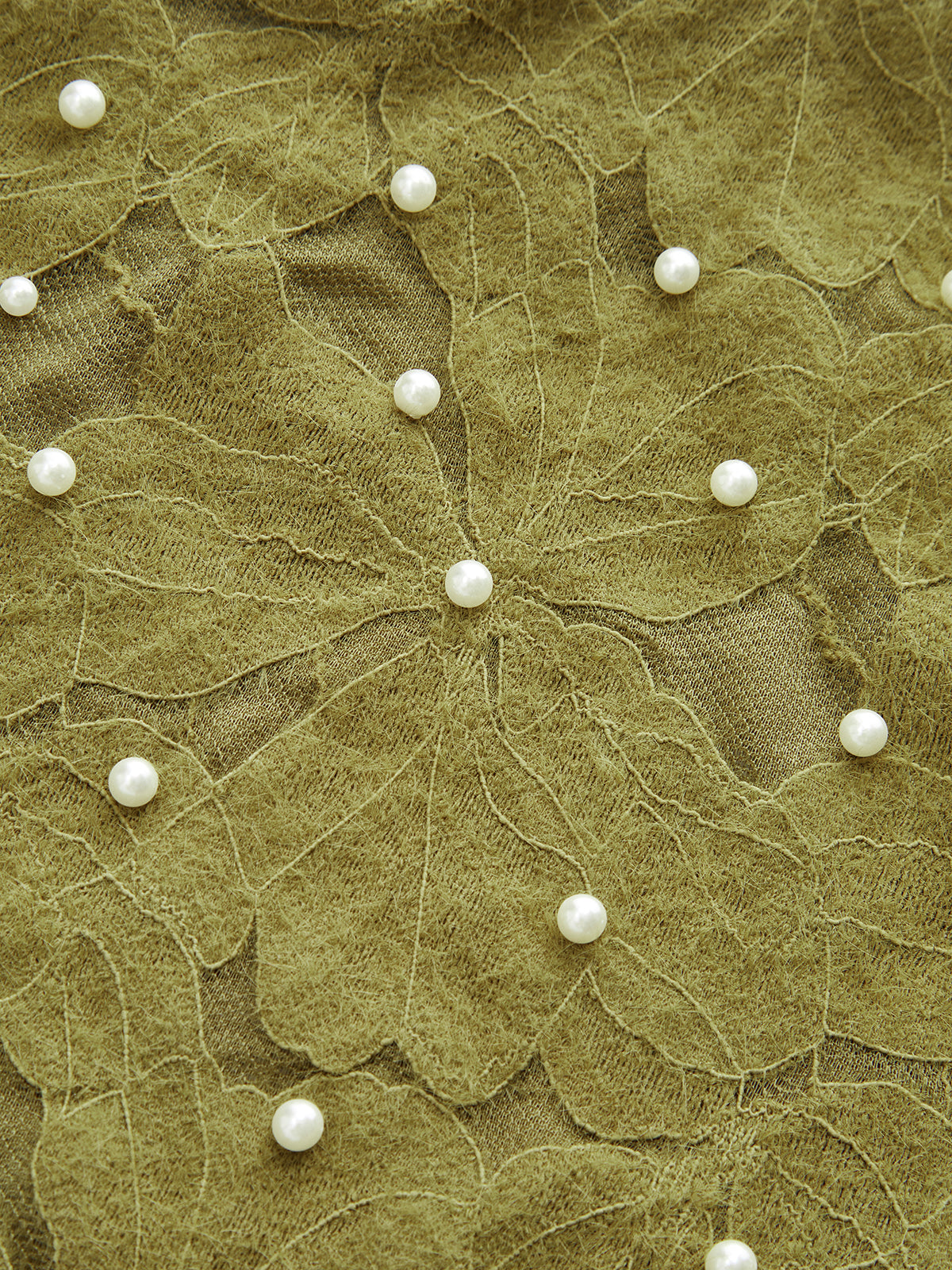 Pearl Embellished Lace Short Sleeve Top-Chicvia