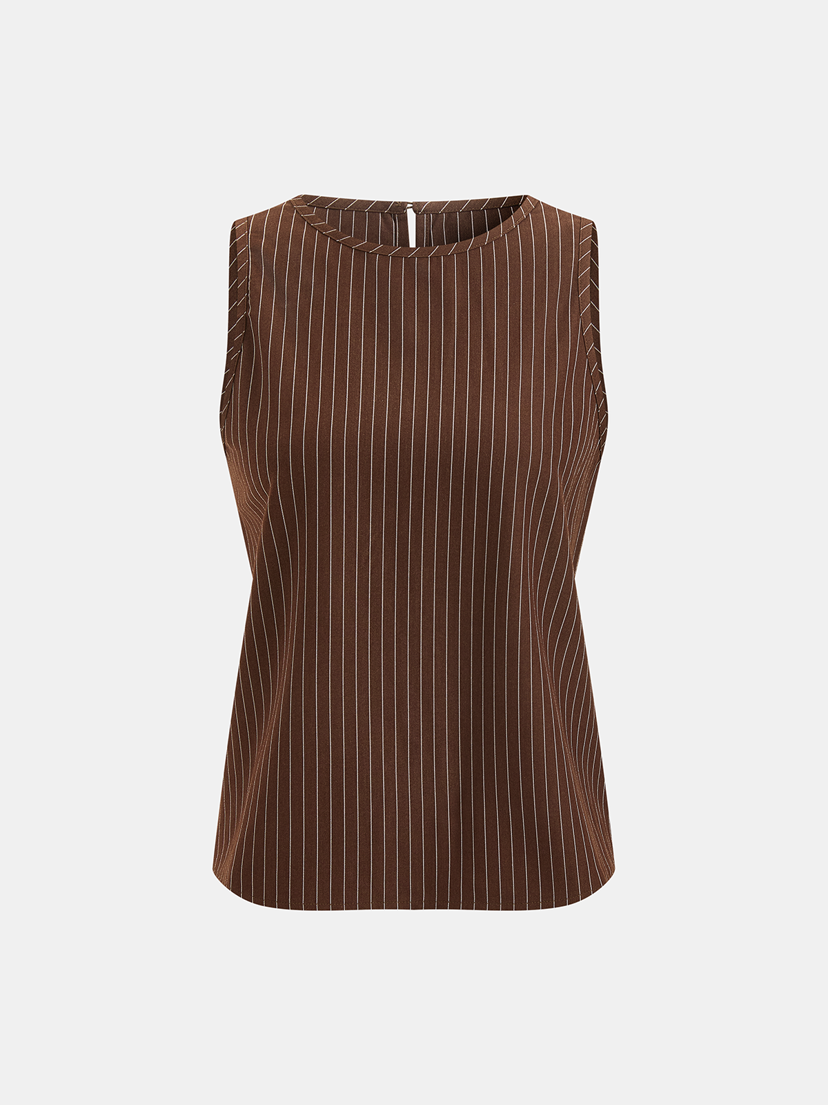 Pinstripe Sleeveless Top and Pants Set with Belt-Chicvia