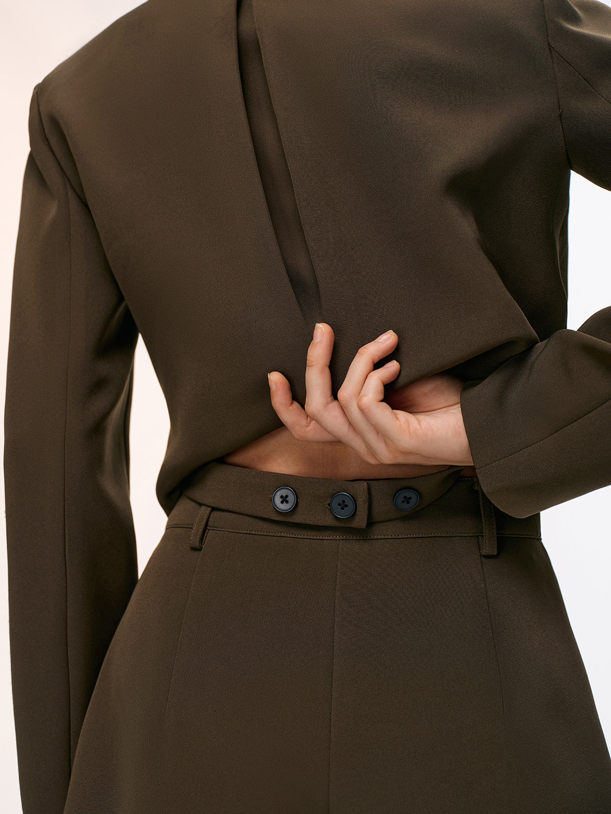 Cropped Blazer & Pleated Shorts Set-Chicvia