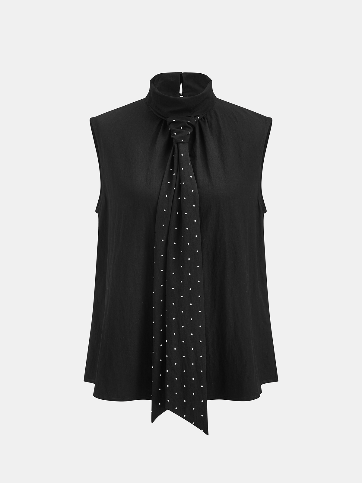 Polka Dot Tie Neck Top & Wide Leg Pants Set-Chicvia