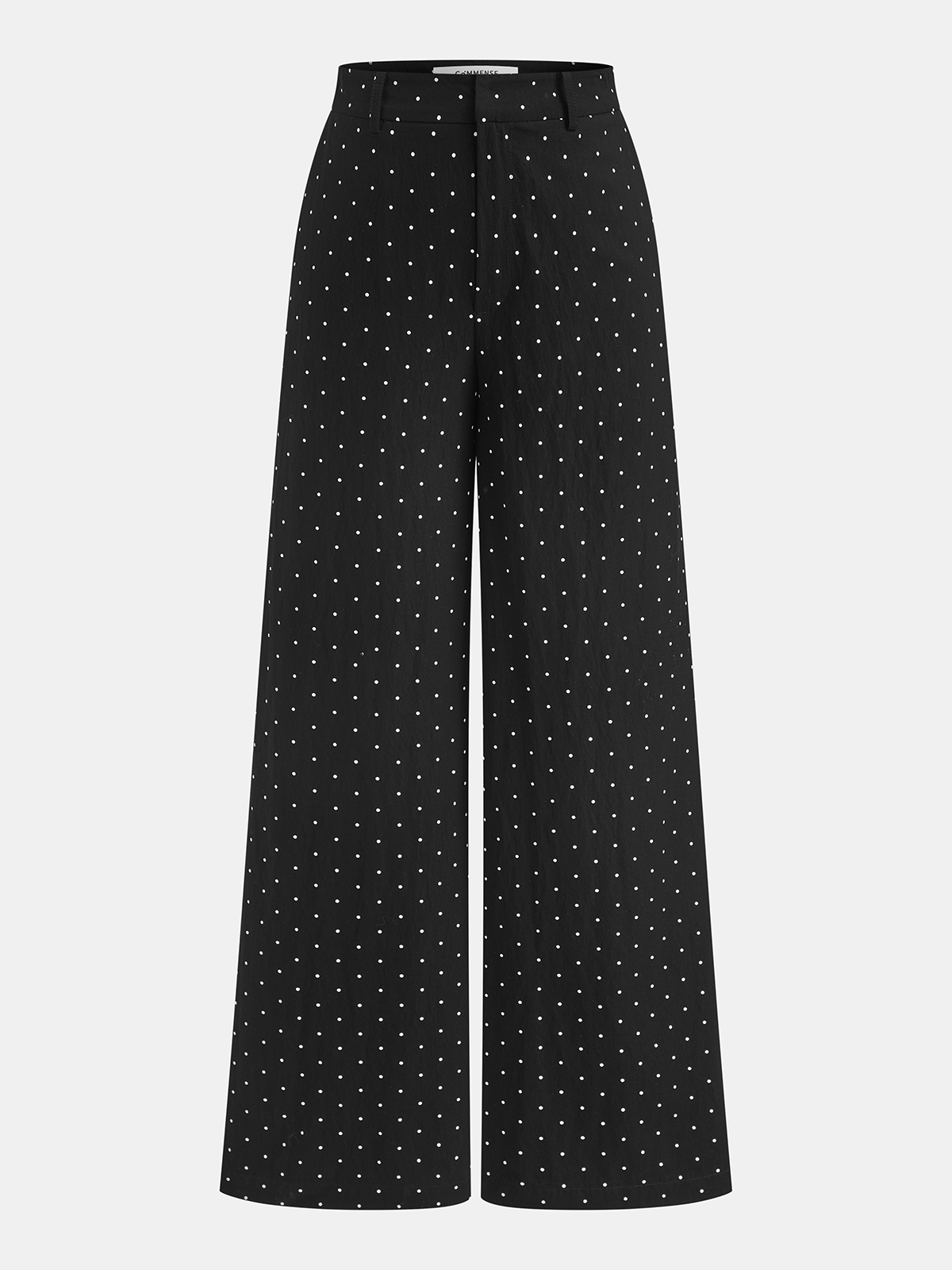 Polka Dot Tie Neck Top & Wide Leg Pants Set-Chicvia