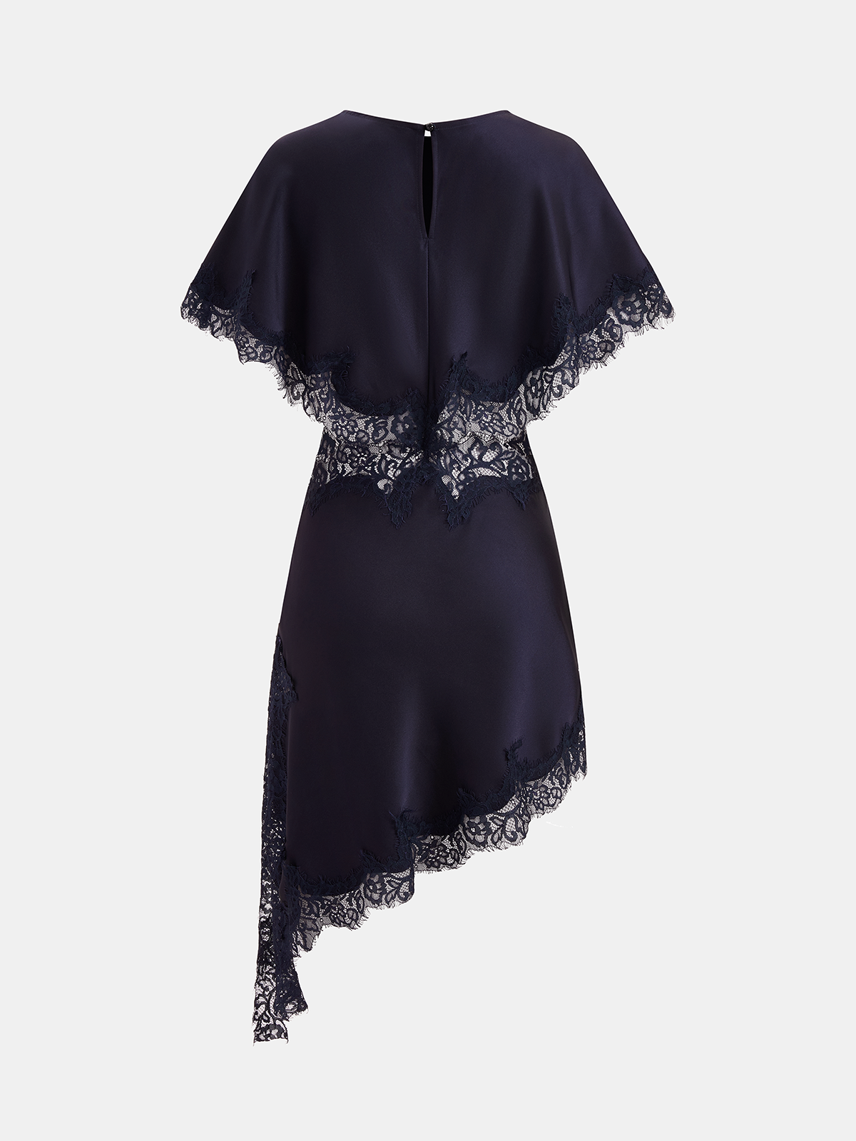 Lace Trim Satin Cut-Out Capelet Mini Dress-Chicvia
