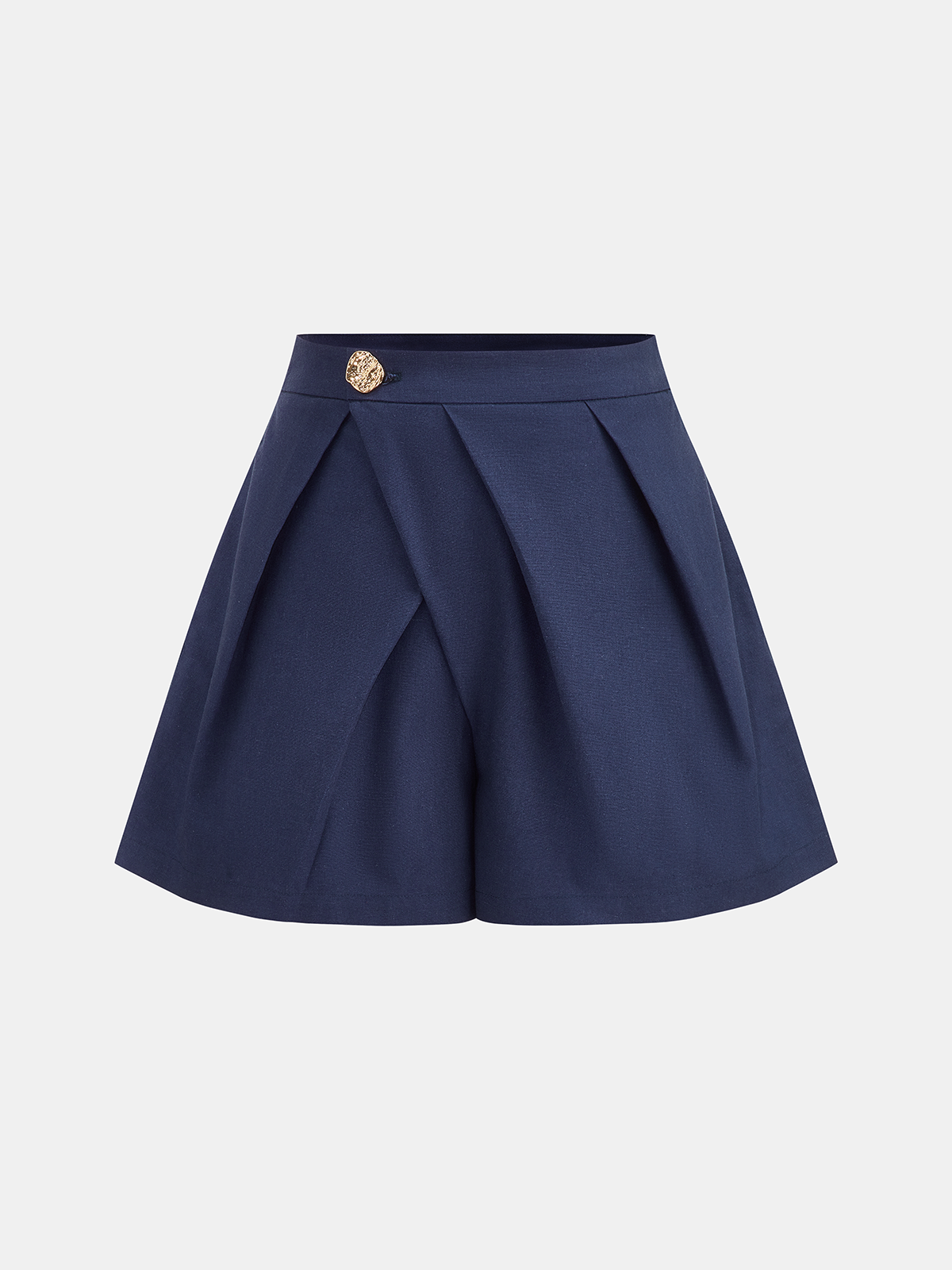 Embossed Button Pleated Skort-Chicvia