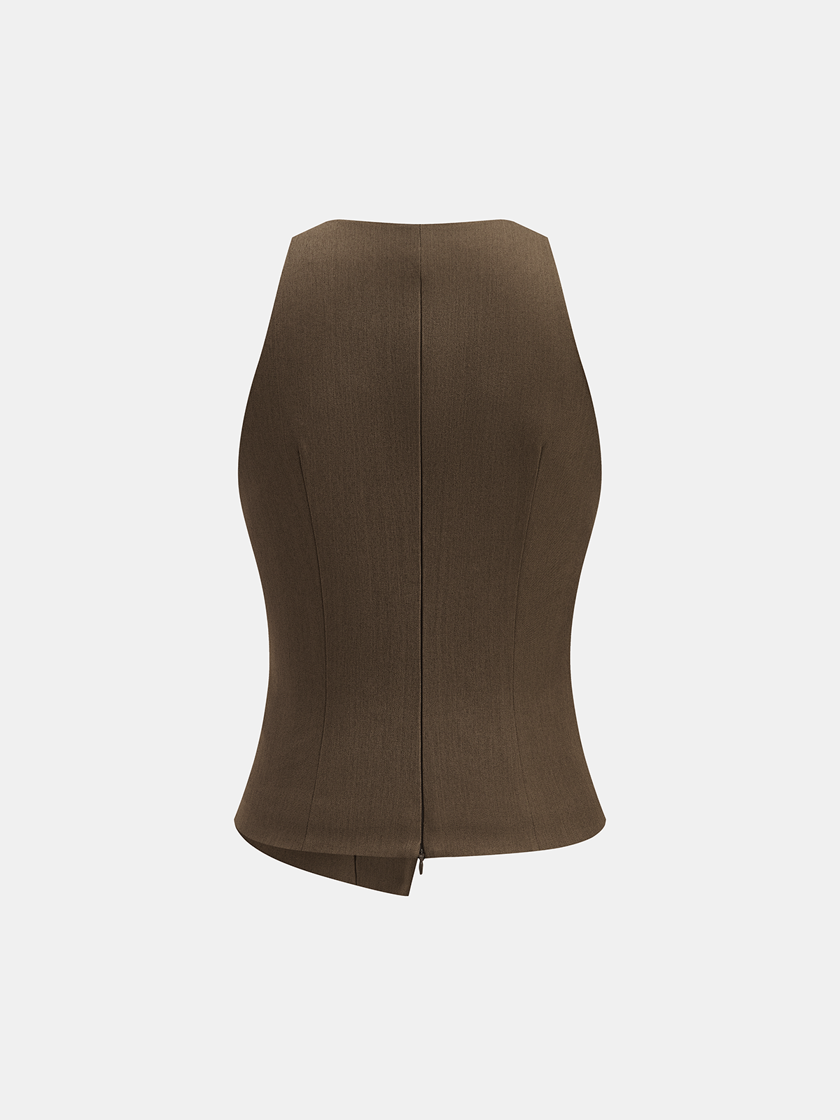 Deep V Cinched Waist Metal Buckle Vest-Chicvia