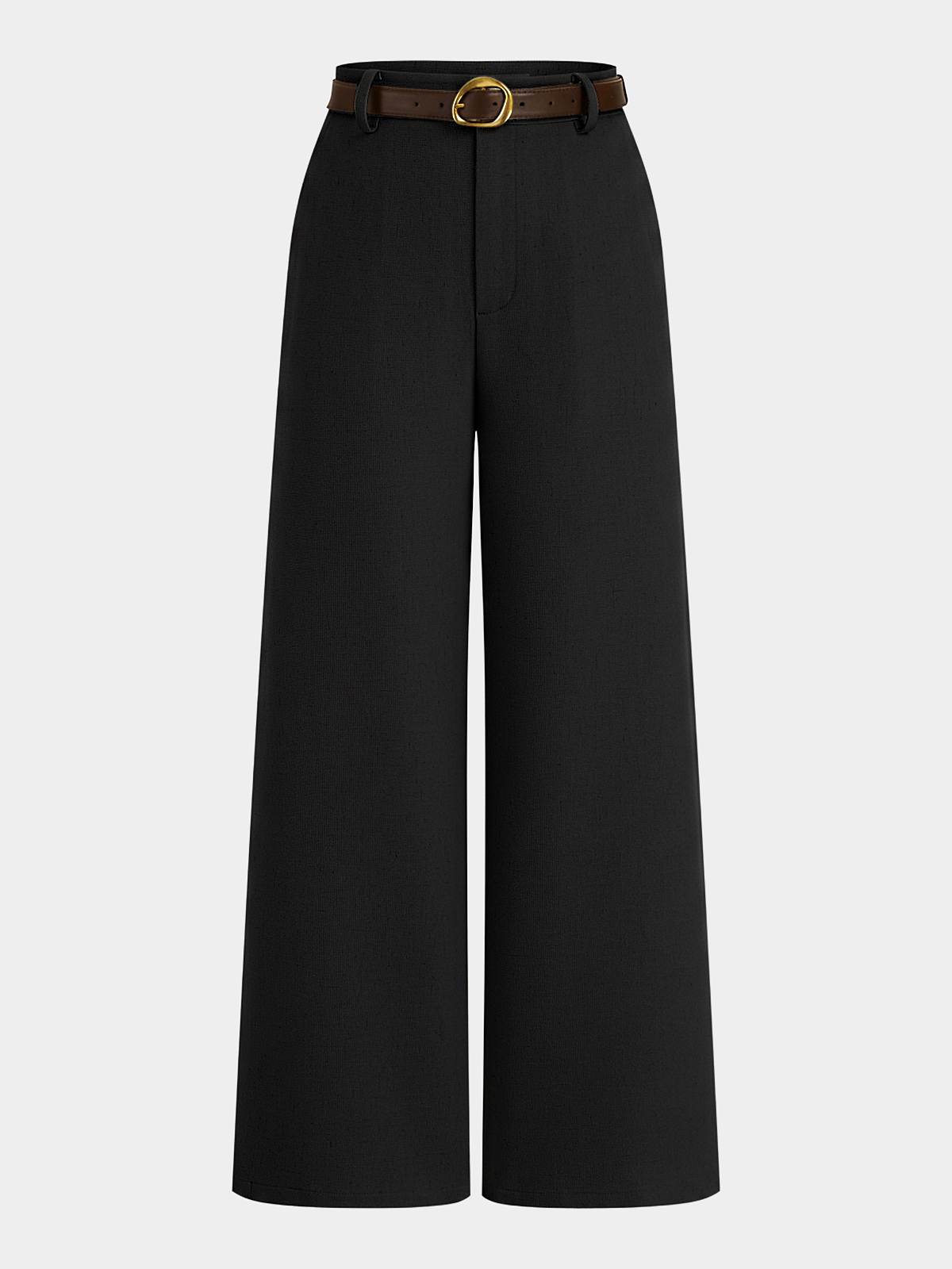Belted Linen-Blend Wide-Leg Pants-Chicvia