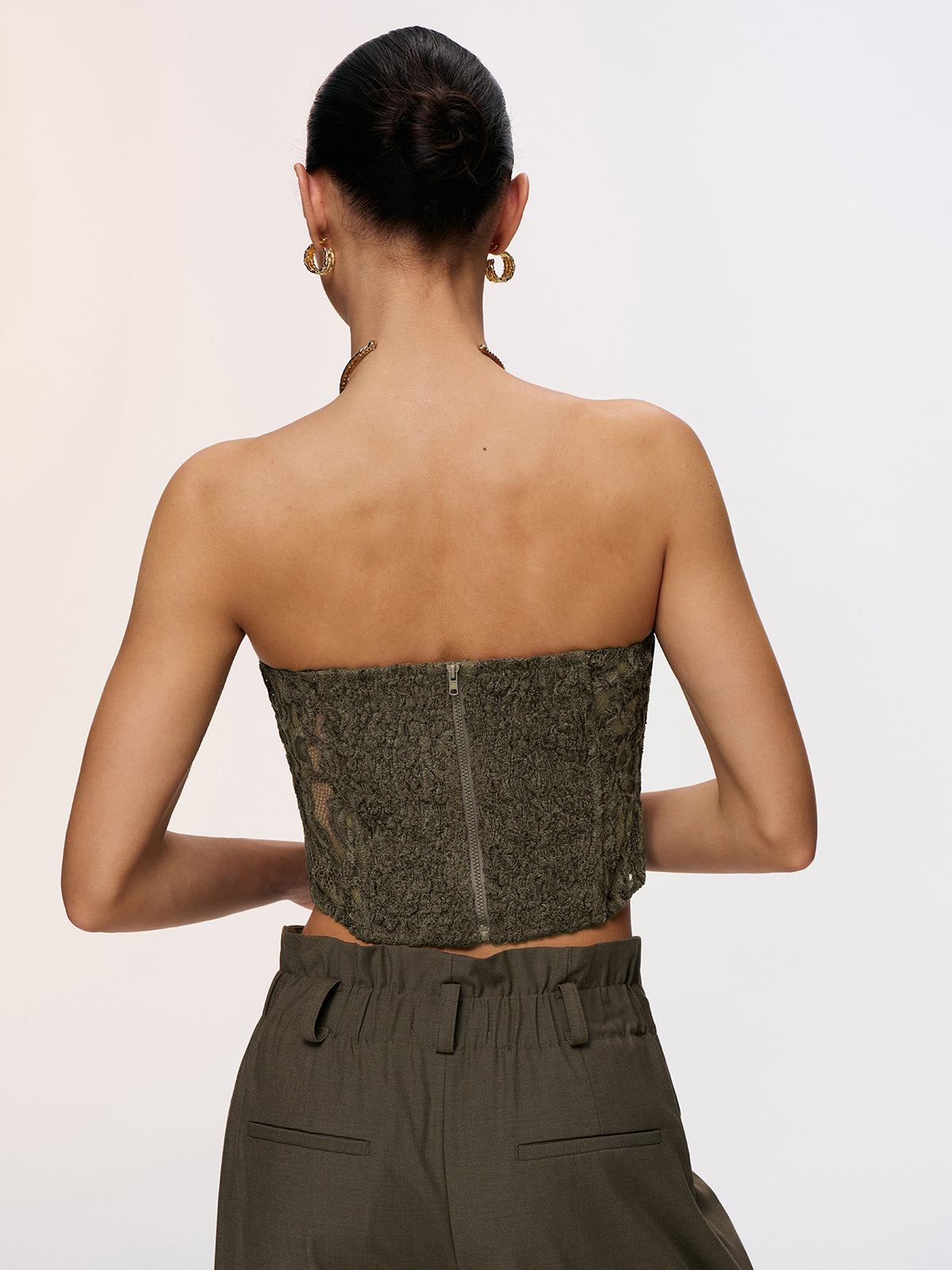 Lace Strapless Corset Top-Chicvia
