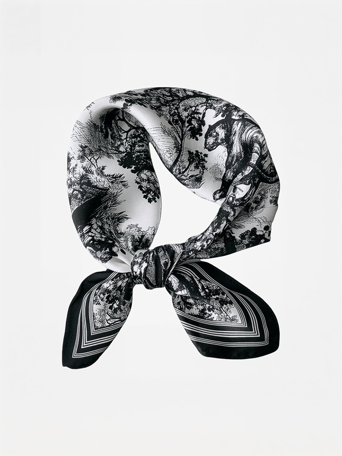Jungle Animal Print Silk Scarf-Chicvia