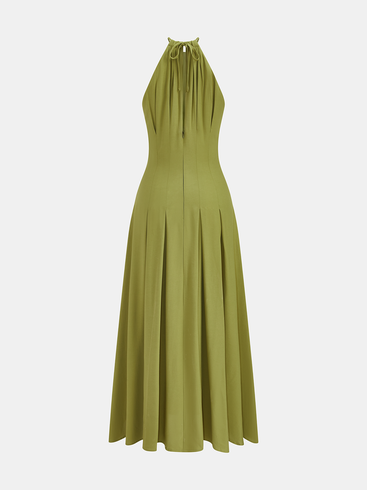 Halter Side Split Maxi Dress-Chicvia