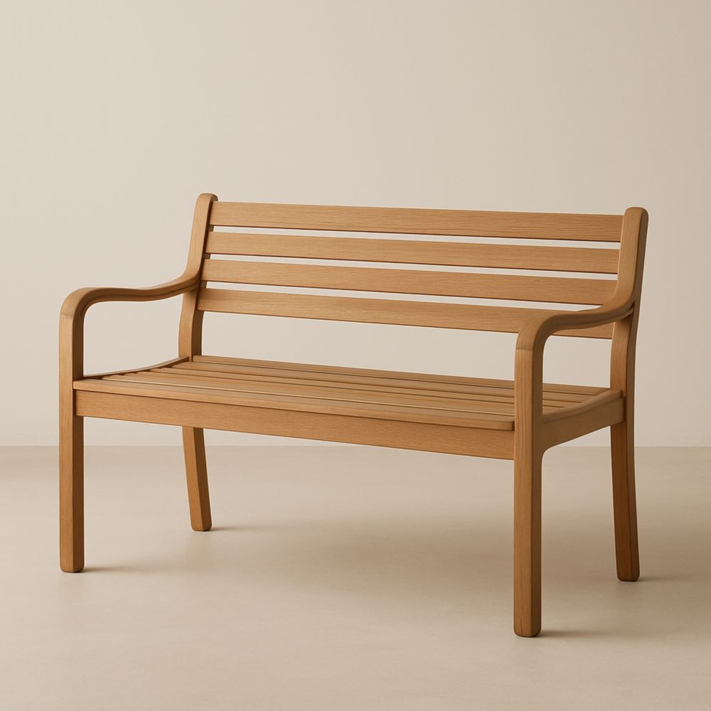 Banc de jardin en bois de chêne avec accoudoirs