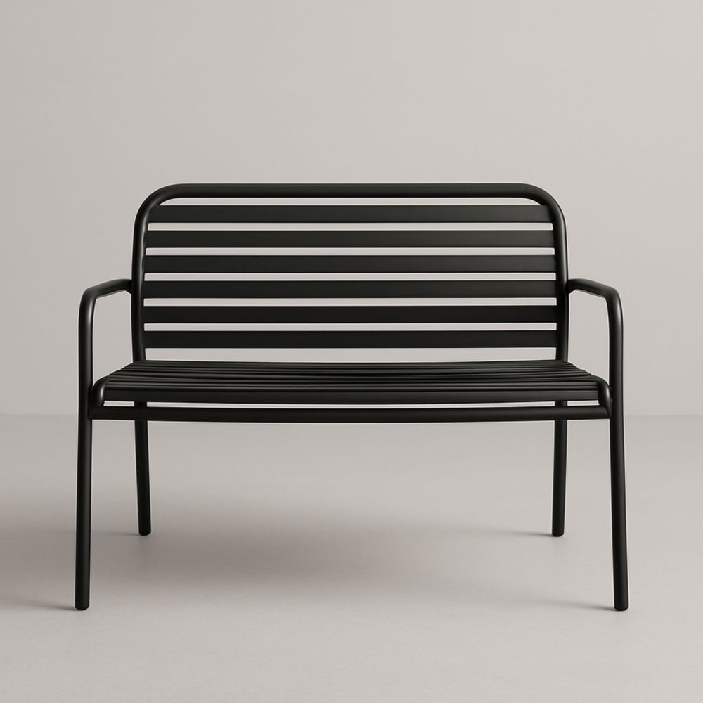 Banc en métal noir, 120 cm