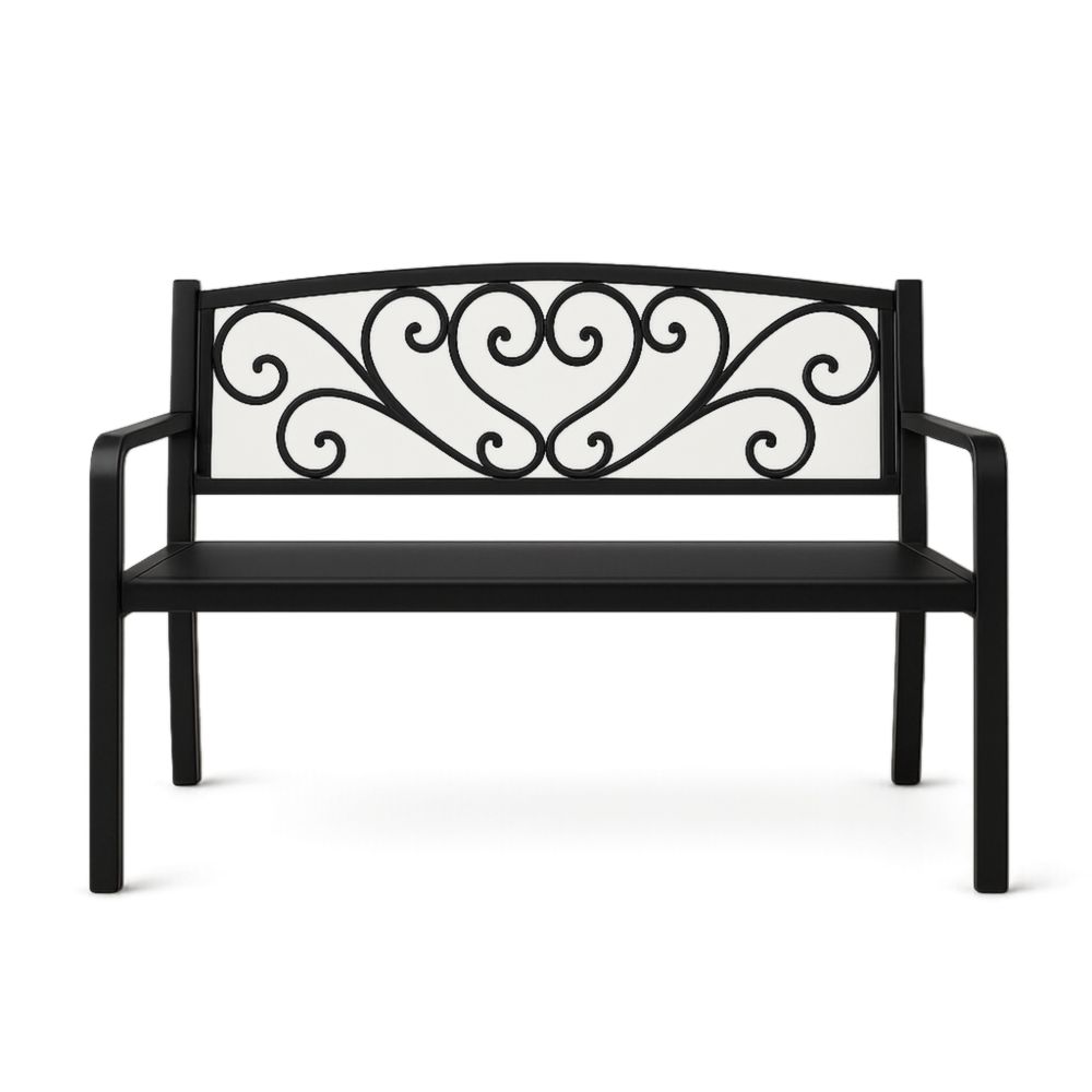 Banc de jardin en fer avec motif cœur 120 cm