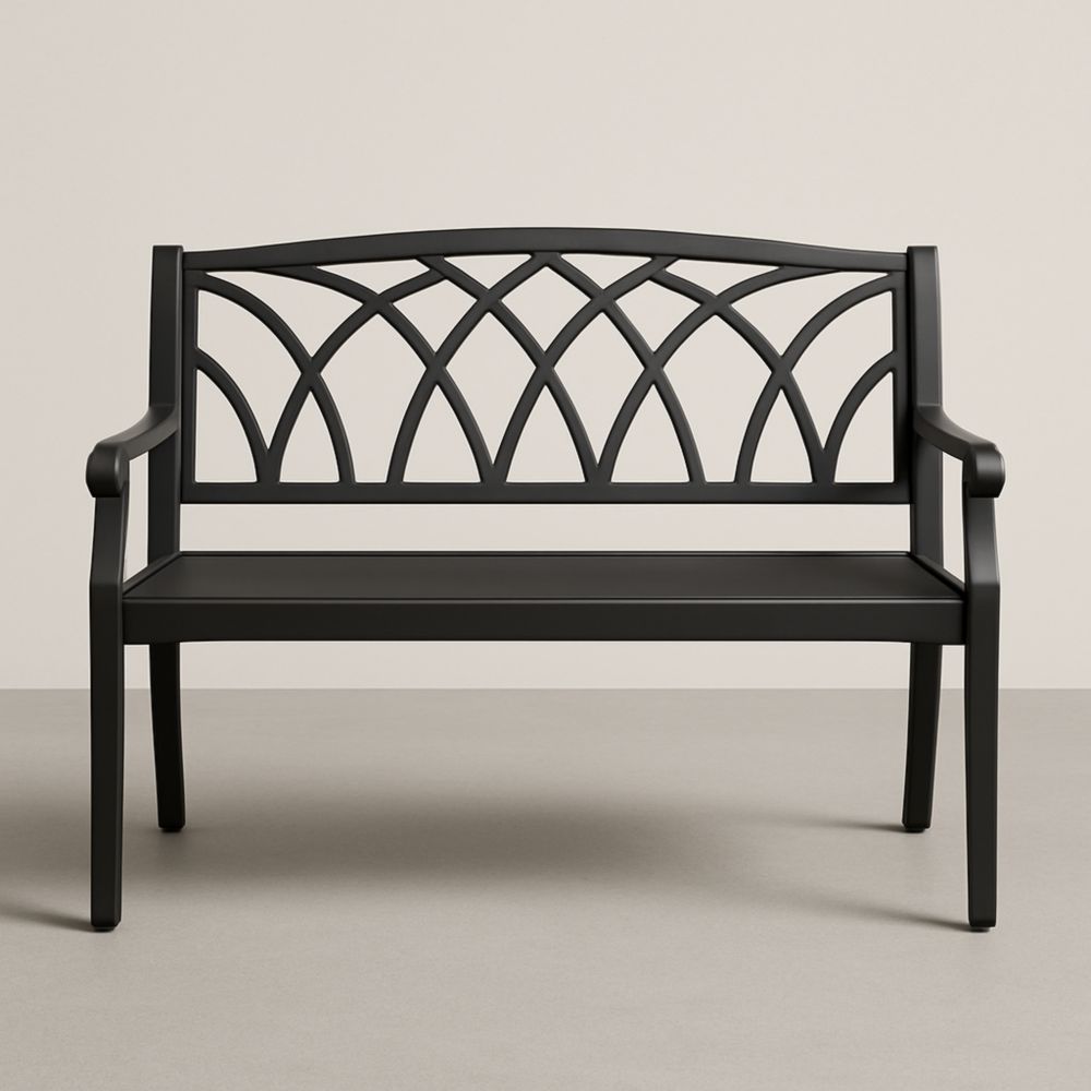Banc de jardin en métal noir 120 cm