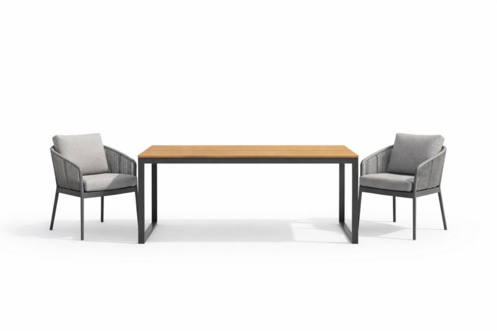 Ensemble Table et 2 Chaises en Métal et Bois