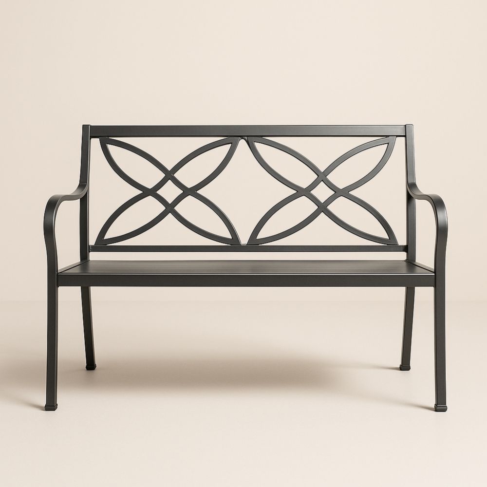 Banc de jardin en métal noir 112x59x89cm