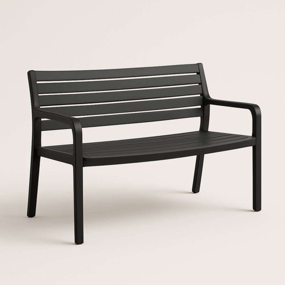 Banc en aluminium noir 120x60x85 cm