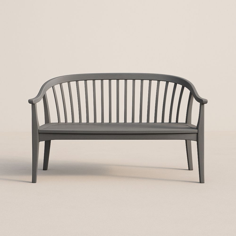 Banc 2 places gris en bois courbé