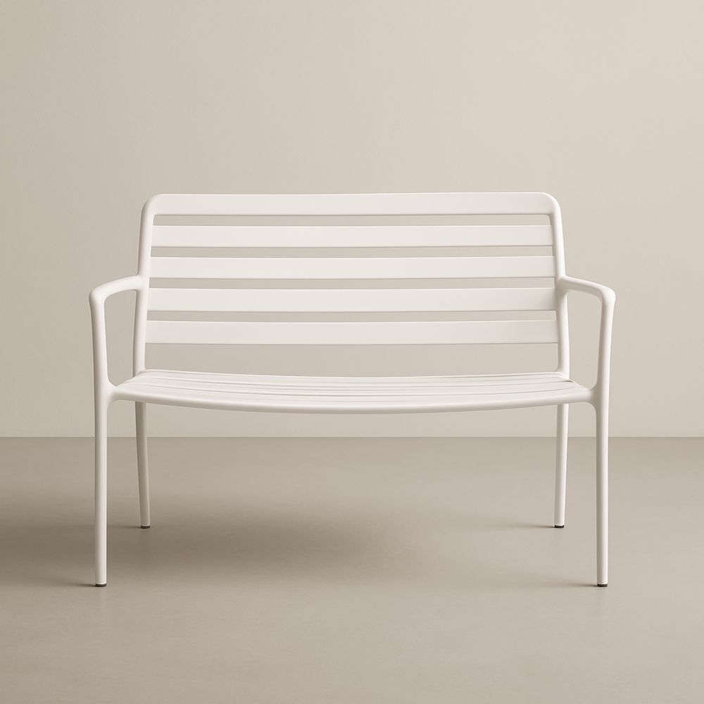 Banc en polypropylène blanc pour extérieur 120x68x88 cm