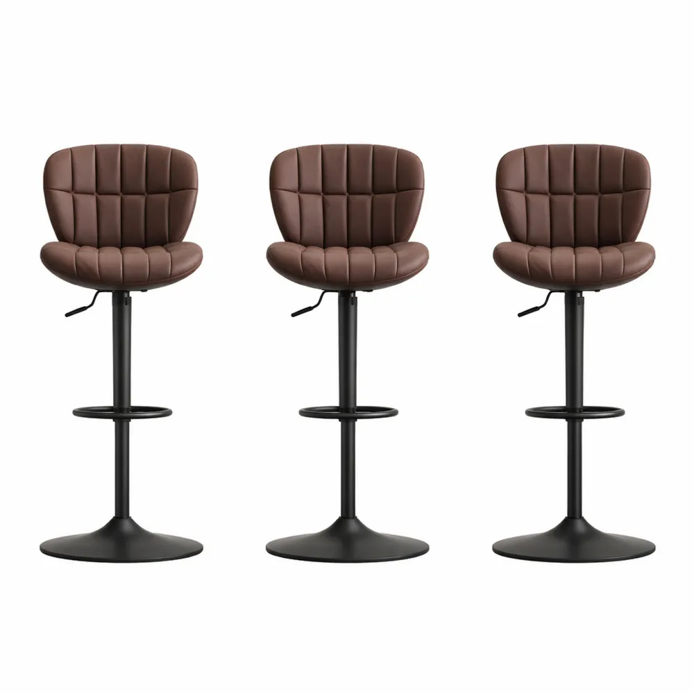 Ensemble de 3 Tabourets de Bar Pivotants Réglables avec Dossier