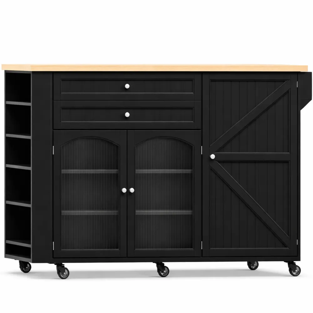 Chariot de Cuisine à Roulettes avec Plan Rabattable et Rangement