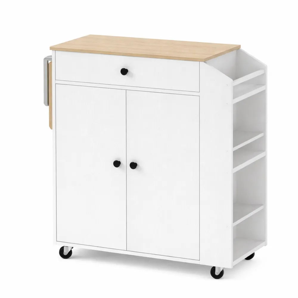 Chariot de Cuisine Multifonction avec Tiroir et Étagères