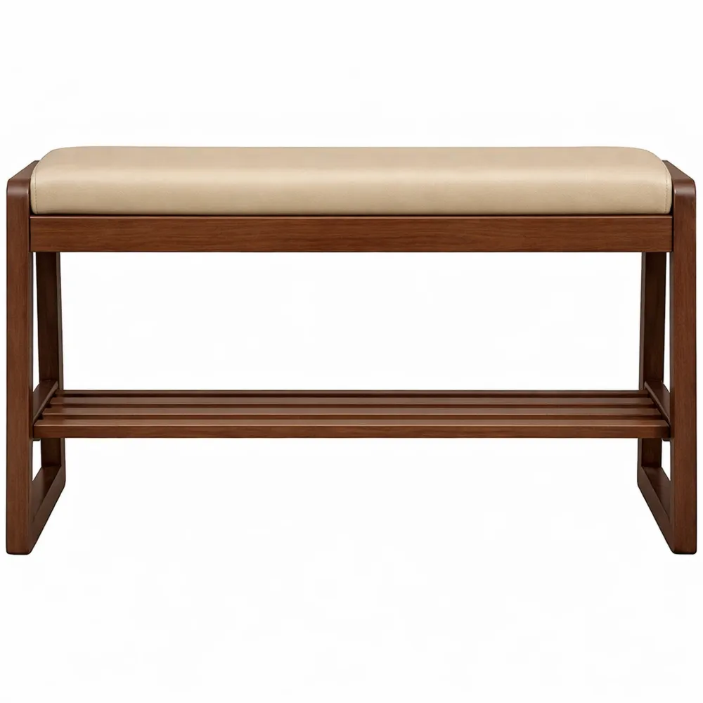 Banc en bois avec assise et rangement intégré, multifonction