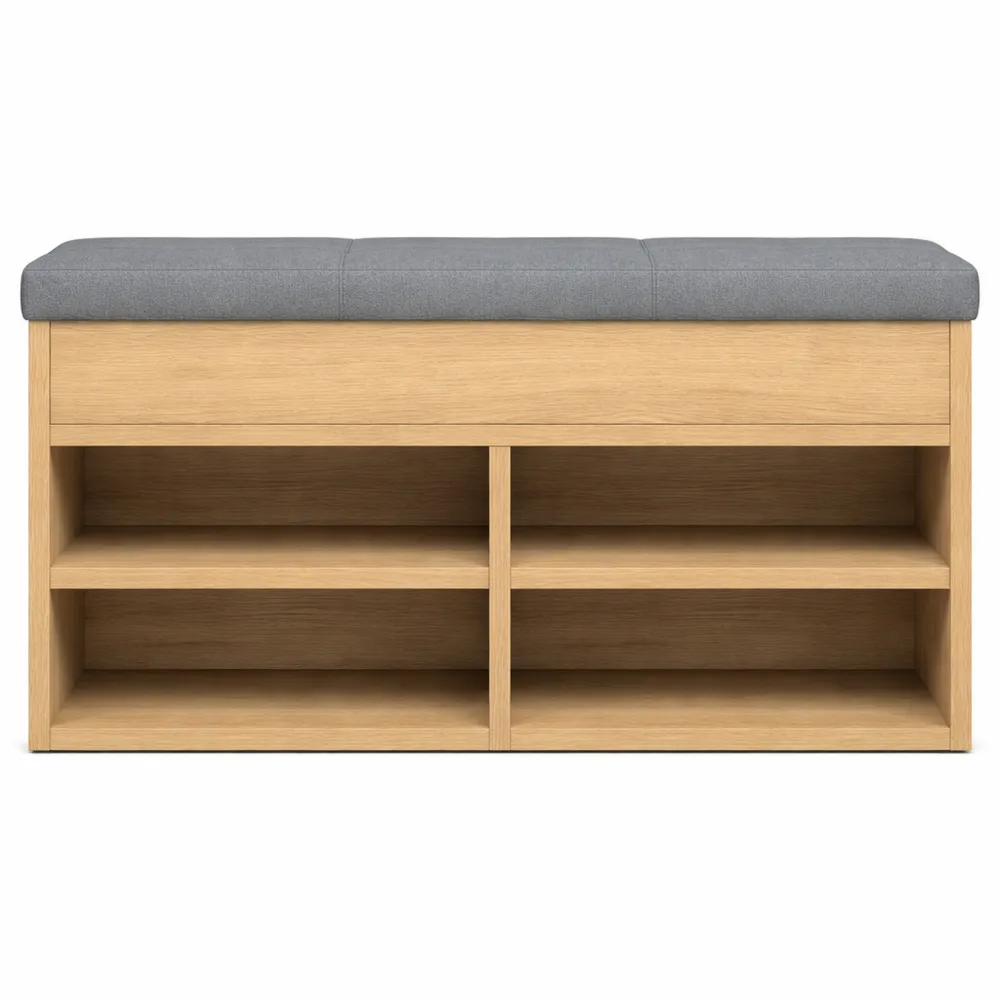 Banc de Rangement Moderne avec Coussin et Étagère