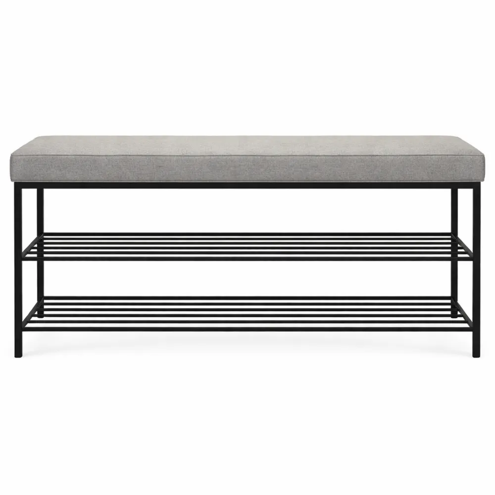 Banc à Chaussures d'Entrée avec Étagères, Structure Robuste, Noir/Anthracite, 80x31x50 cm