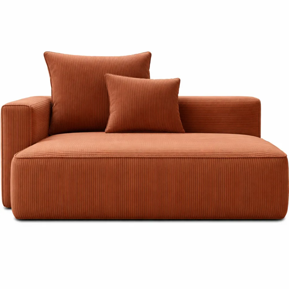 Canapé Long en Velours Côtelé Terracotta