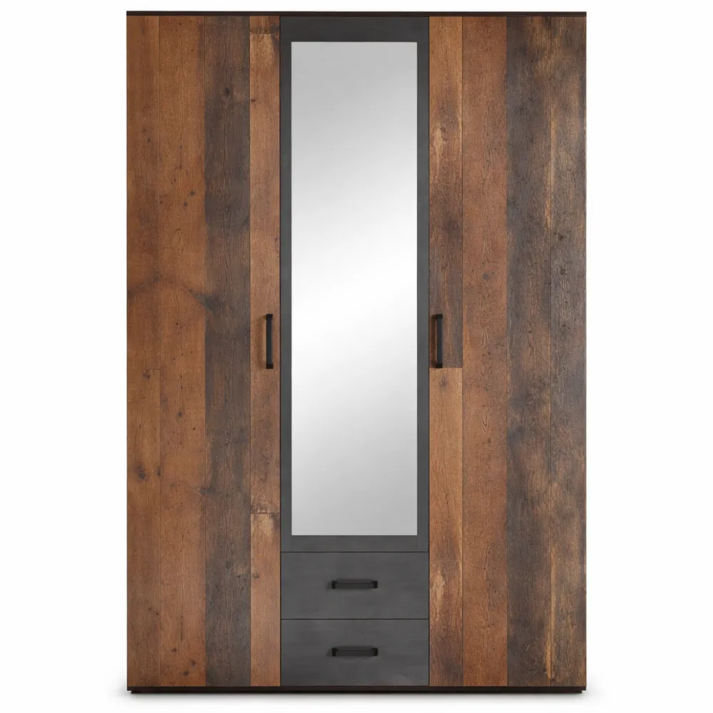 Armoire spacieuse à portes battantes avec finition vintage