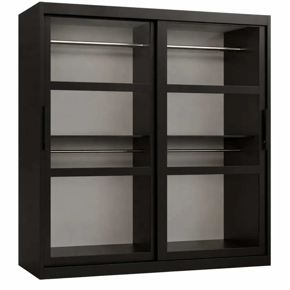 Armoire Deux Portes Coulissantes avec Miroir et Étagères