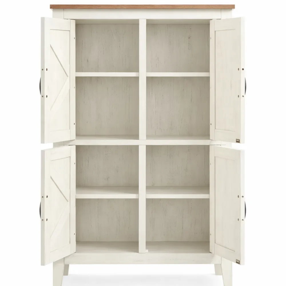 Armoire de rangement à portes coulissantes pour espaces variés, étagères ajustables, blanc rustique