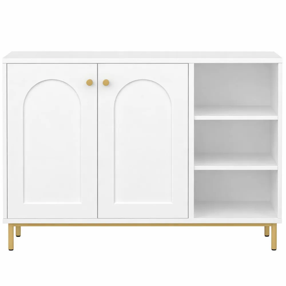 Armoire de salle de bain avec portes et compartiment ouvert