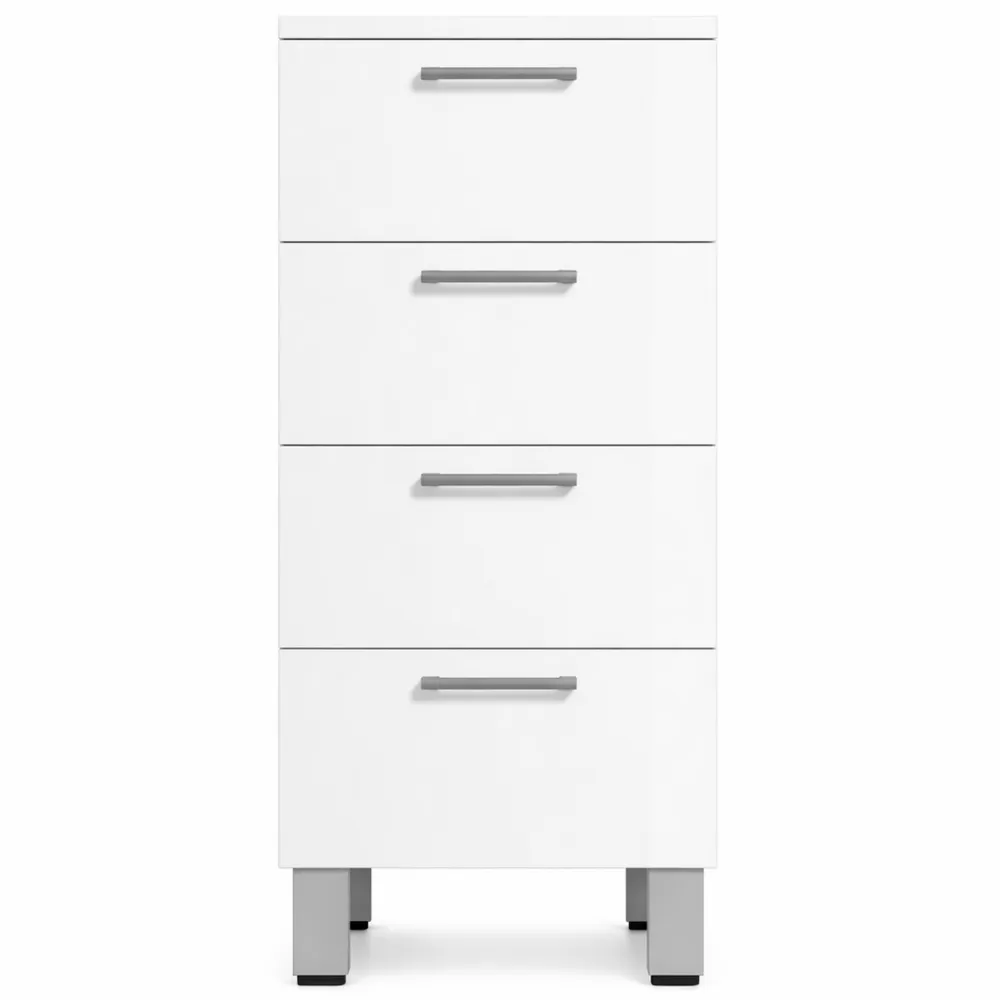 Armoire de Salle de Bain avec Tiroirs et Base Élevée, 30 x 30 x 93 cm, Finition Brillante