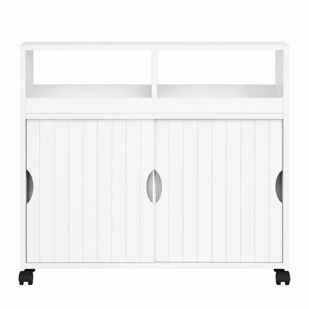 Armoire de rangement mobile avec porte coulissante et étagère réglable pour salle de bain