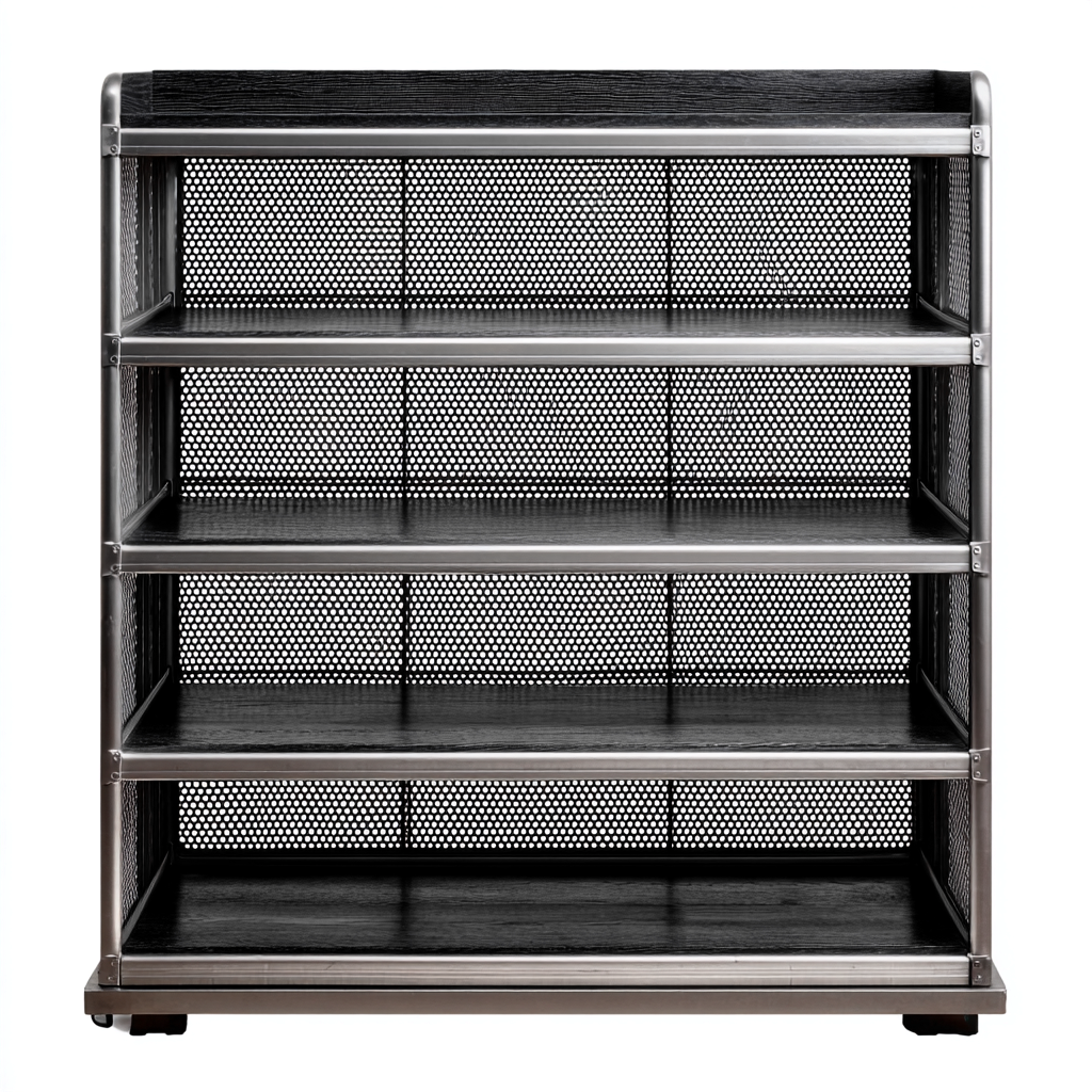 Zapatero-metal-100x35x120 cm-negro-metal-diseño moderno-Bamboogonest