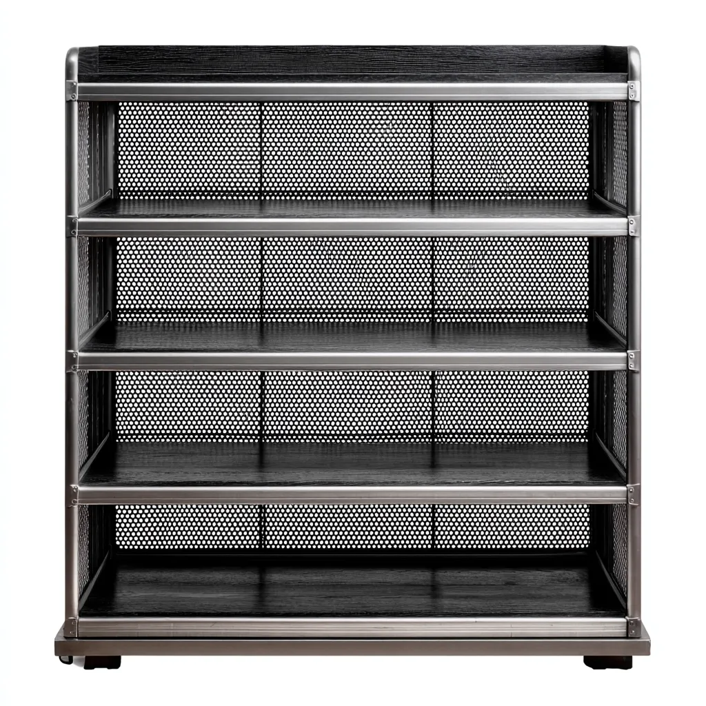 Zapatero-metal-100x35x120 cm-negro-metal-diseño moderno-Bamboogonest