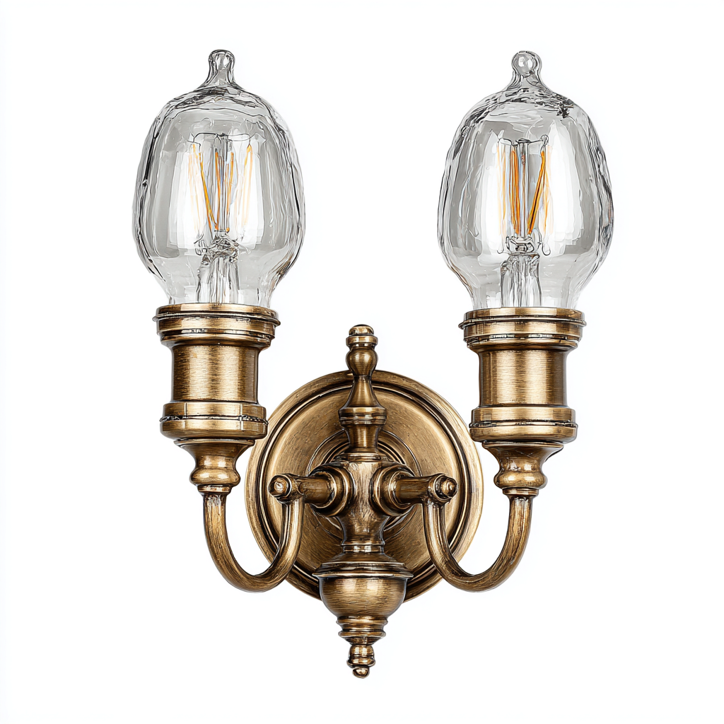 Aplique de pared - metal - vidrio - 29x41 cm - latón-transparentes - diseño clásico-Bamboogonest