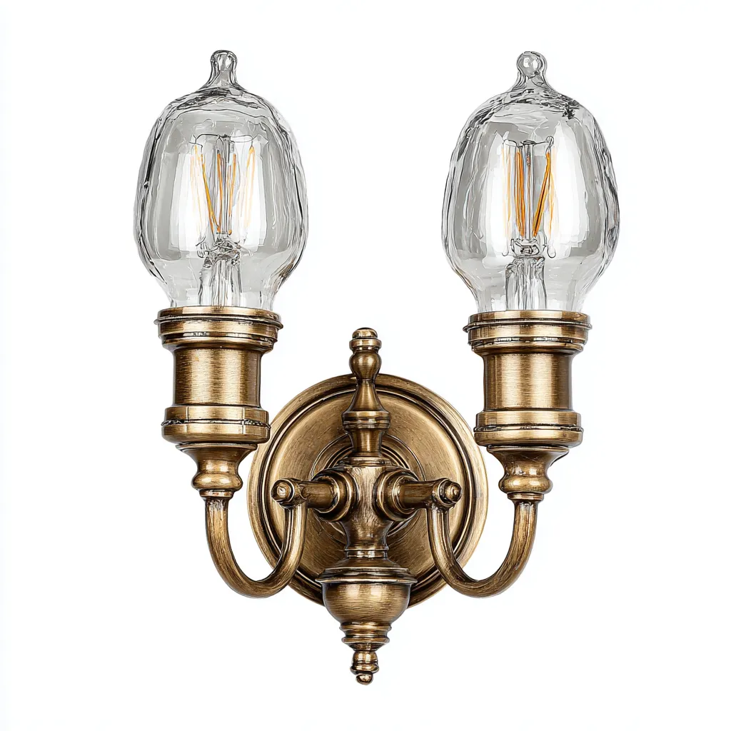 Aplique de pared - metal - vidrio - 29x41 cm - latón-transparentes - diseño clásico-Bamboogonest